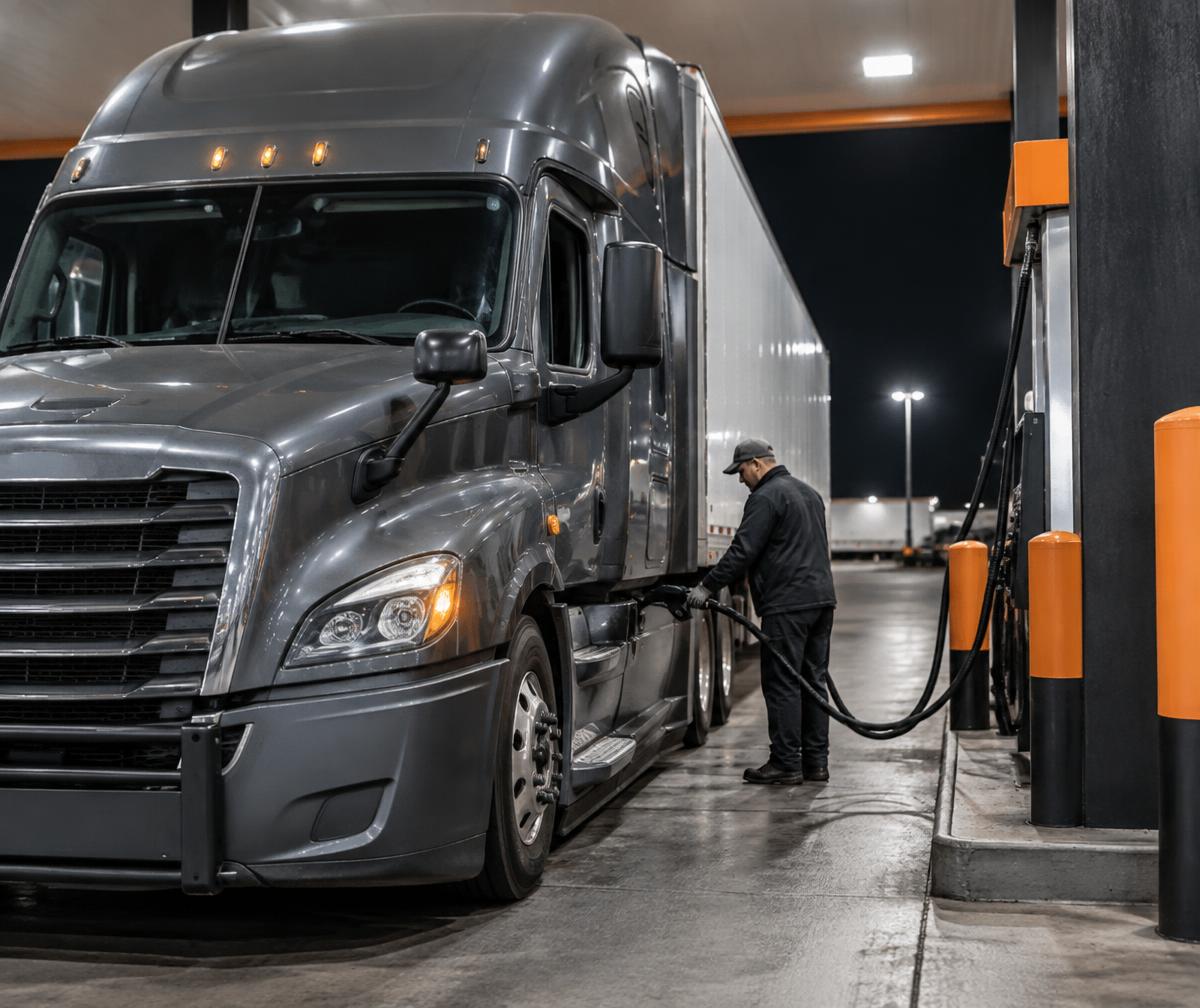 Truck at a fueling station